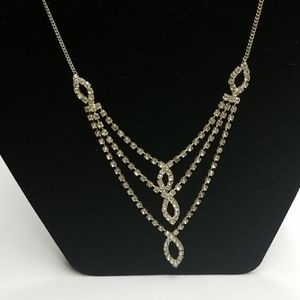 Claire's Rhinestone Silver Color Chain Necklace